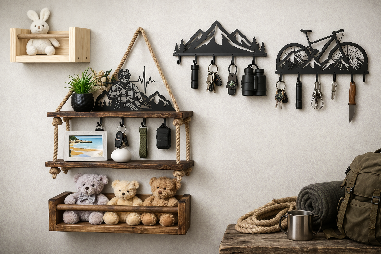 Transform Your Space with a Rustic Handcrafted Wooden Shelf & Clothes Hanger