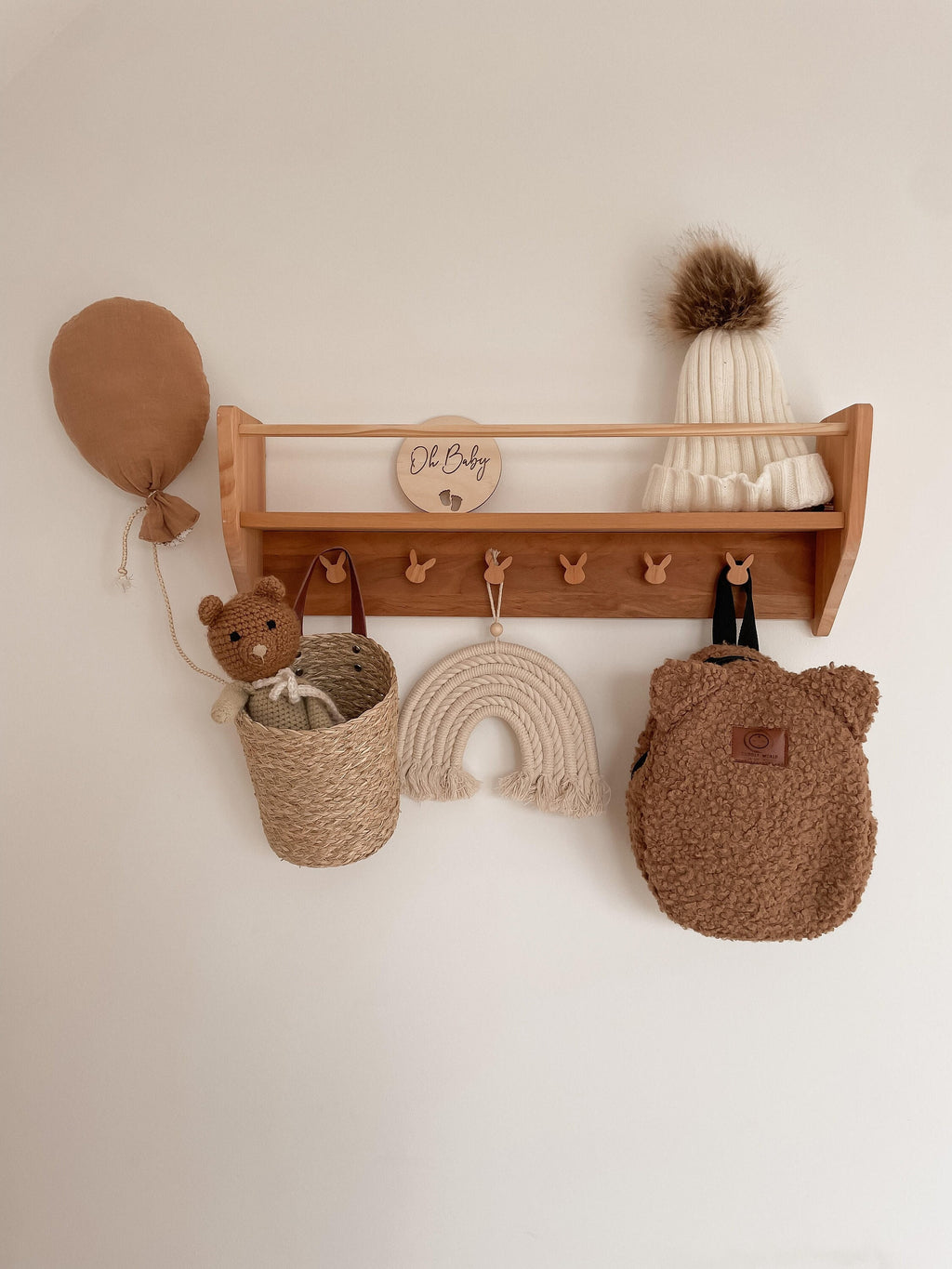 Baby & Kids Room Shelf With Hooks, Nursery Shelves, Kids Room Decor, Baby Room Decoration, Nursery Decor.