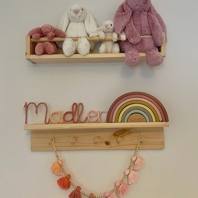 Handmade Nursery Shelf Set: Book Display & Peg Rail