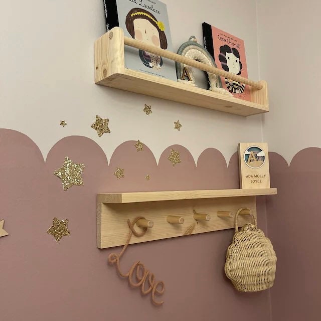 Handmade Nursery Shelf Set: Book Display & Peg Rail