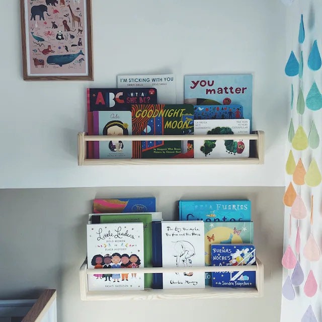 Handmade Nursery Bookshelves: Set Of Two Sustainable Wood Shelves