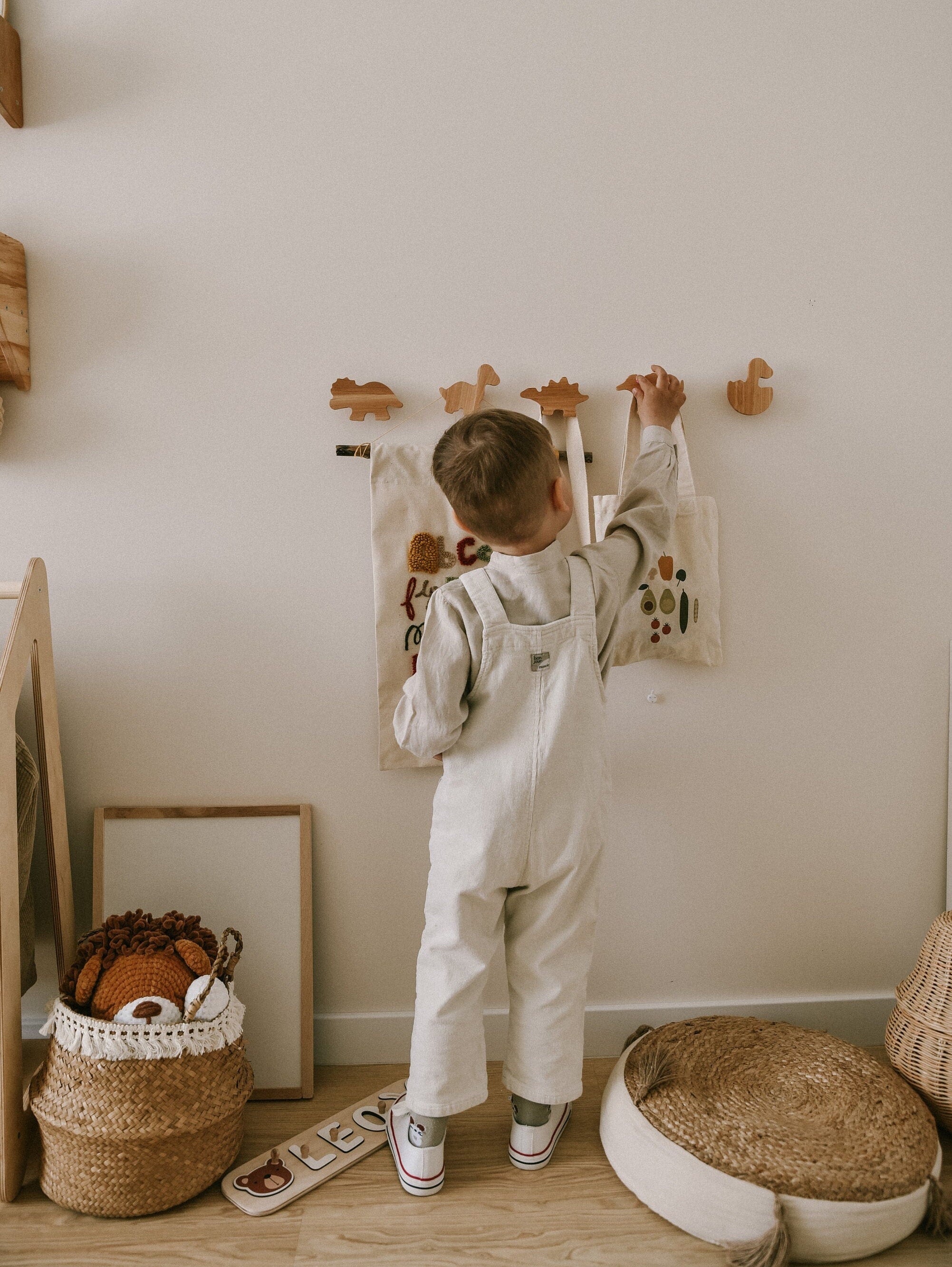 Baby & Kids Room Shelf With Hooks, Nursery Shelves, Kids Room Decor, Baby Room Decoration, Nursery Decor.