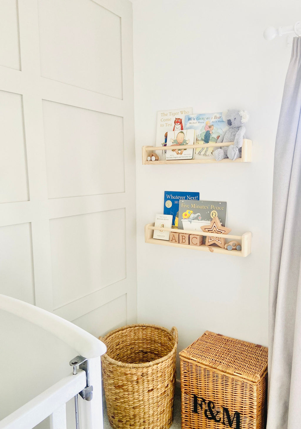 Handmade Nursery Bookshelves: Set Of Two Sustainable Wood Shelves