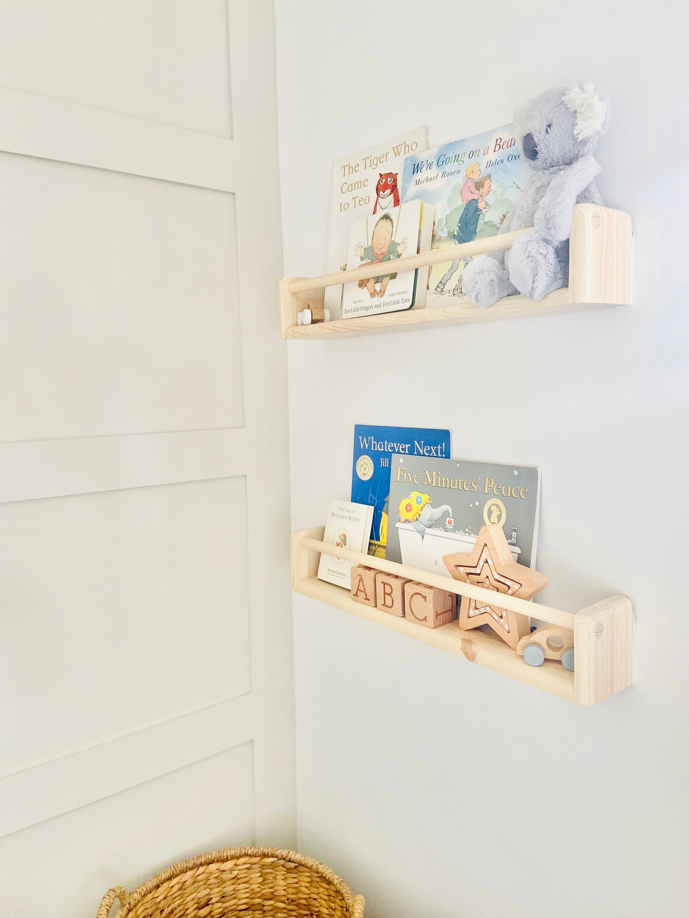 Handmade Nursery Bookshelves: Set Of Two Sustainable Wood Shelves