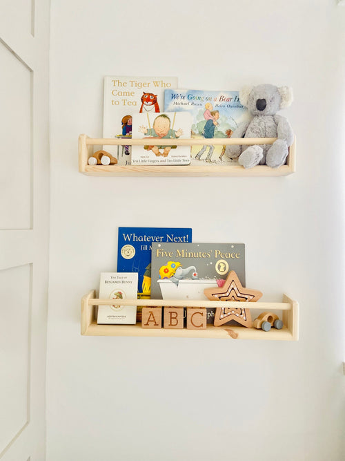 Handmade Nursery Bookshelves: Set Of Two Sustainable Wood Shelves