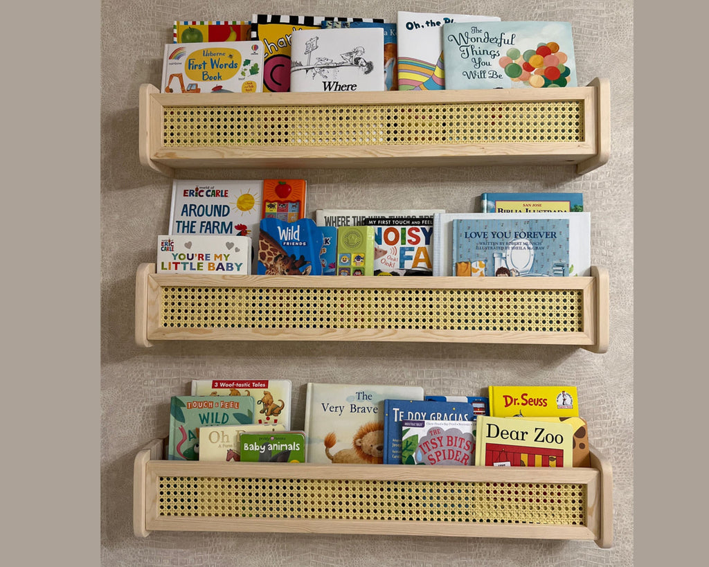 Rattan Bookshelf Wall Shelf - Kids Room Decor, Nursery Shelves,1pcs