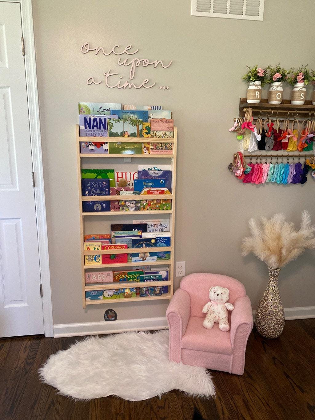 Wall Mounted 4 Shelves Space Saver Kids Bookshelf, Book Display For Baby, Book Organiser For Kids Room, Gift For Baby