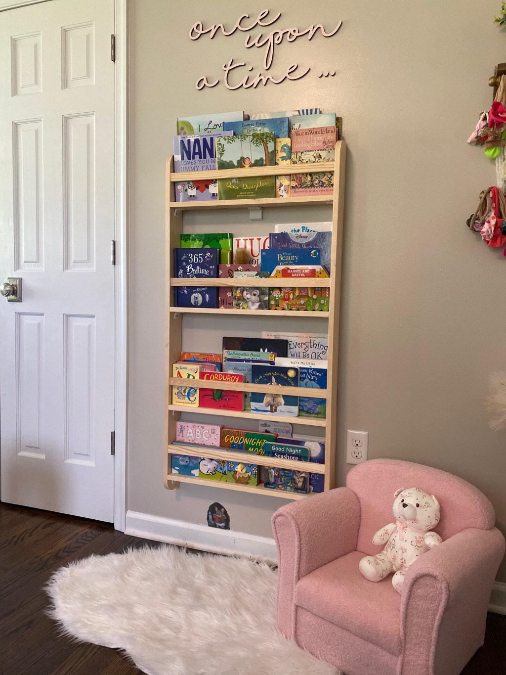 Wall Mounted 4 Shelves Space Saver Kids Bookshelf, Book Display For Baby, Book Organiser For Kids Room, Gift For Baby
