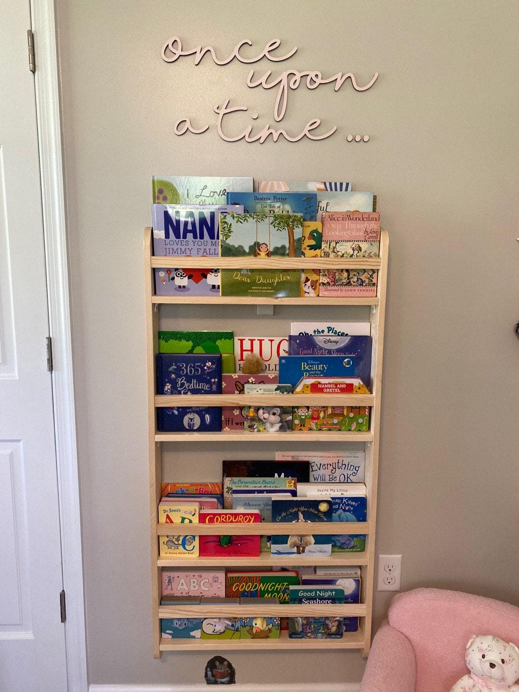 Wall Mounted 4 Shelves Space Saver Kids Bookshelf, Book Display For Baby, Book Organiser For Kids Room, Gift For Baby
