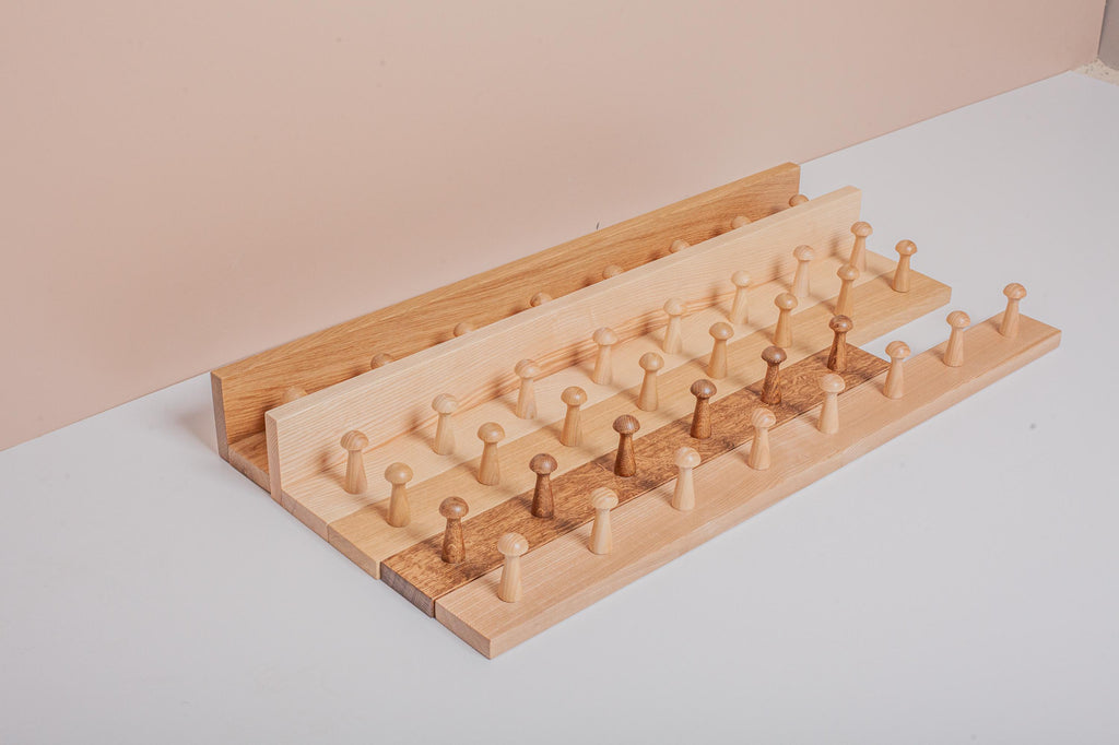 Oak Wooden Peg Shelf, Floating Wall Organizer With Hooks