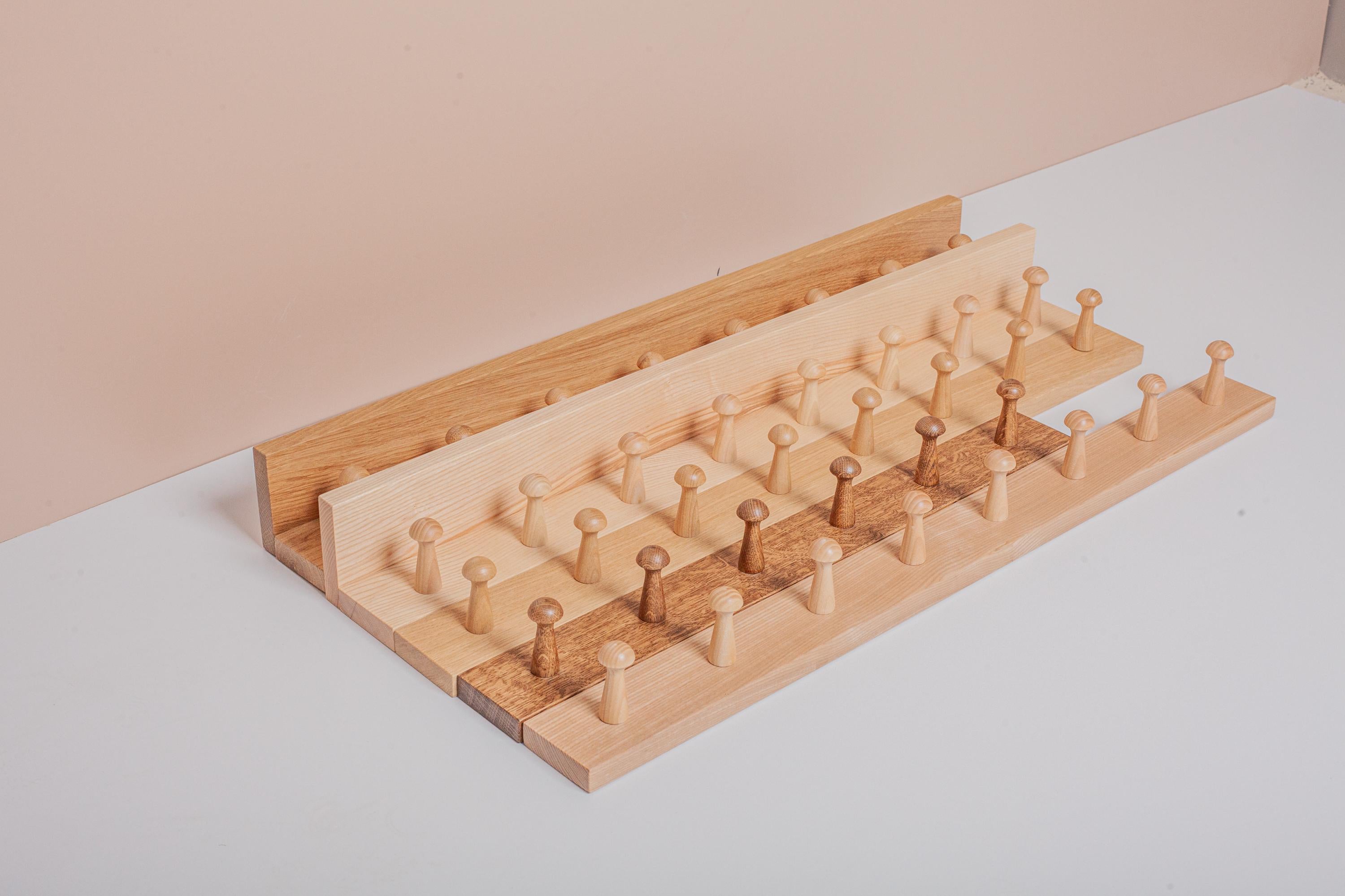 Oak Wooden Peg Shelf, Floating Wall Organizer With Hooks