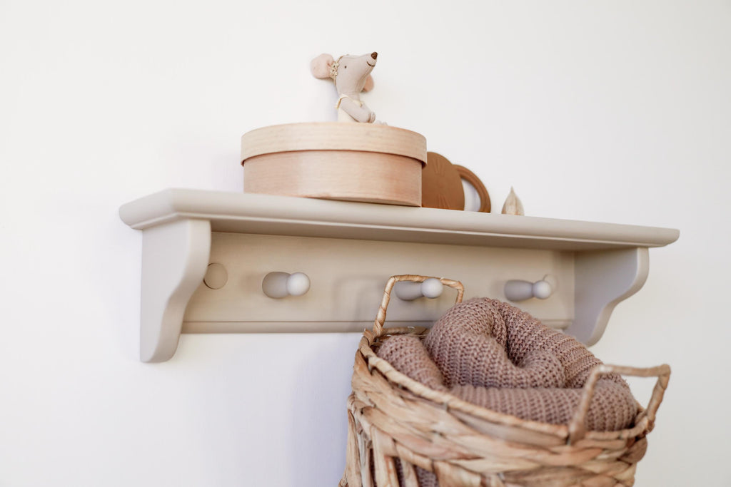 Minimalist Wall Shelf For Baby Room, Neutral Nursery Decor.