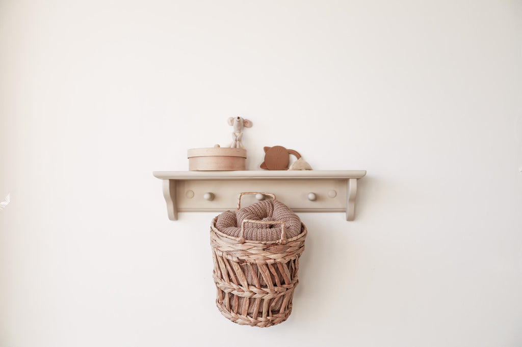 Minimalist Wall Shelf For Baby Room, Neutral Nursery Decor.