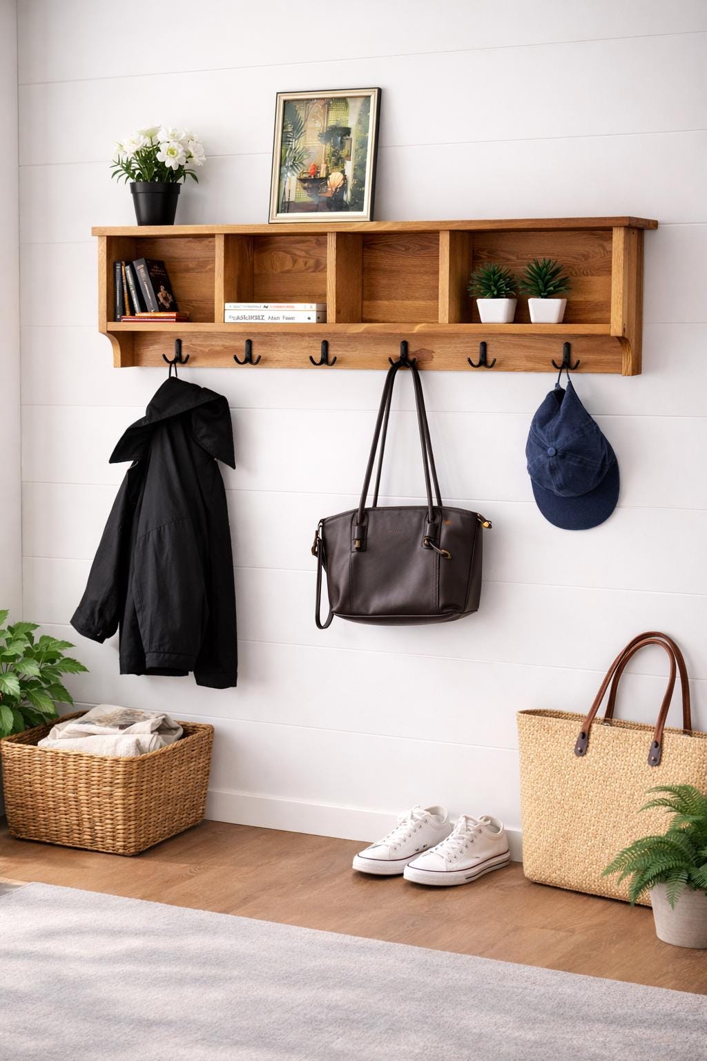 Entryway Coat Rack With Cubbies, Coat Rack With Shelf, Coat Rack With Storage,  Rustic Coat Rack, Entryway Organizer