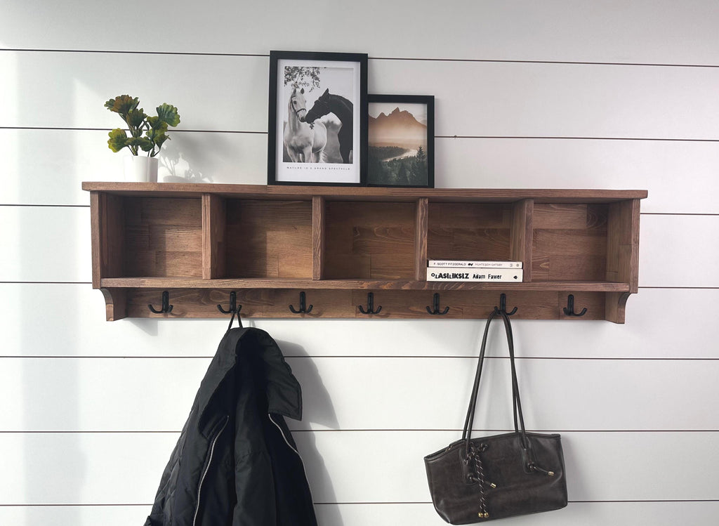 Entryway Coat Rack With Cubbies, Coat Rack With Shelf, Coat Rack With Storage,  Rustic Coat Rack, Entryway Organizer