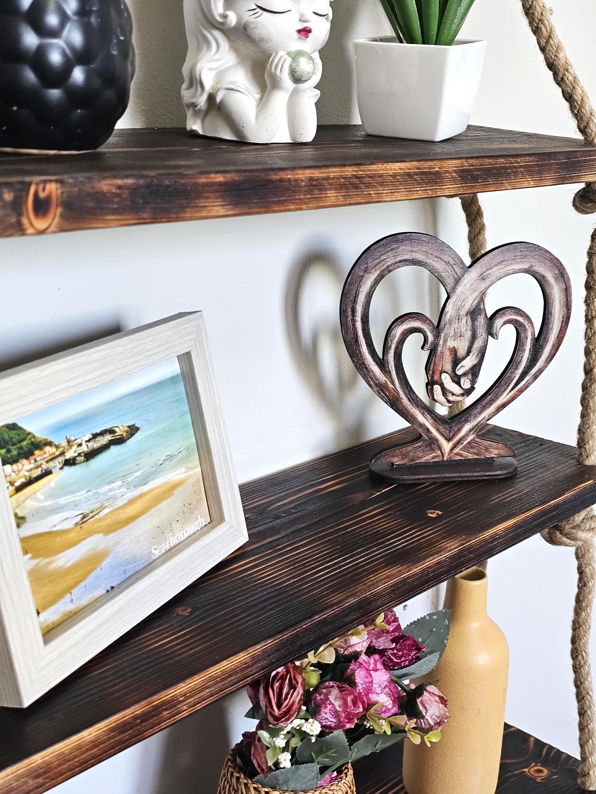 Rustic Wood Wall Shelf With Rope